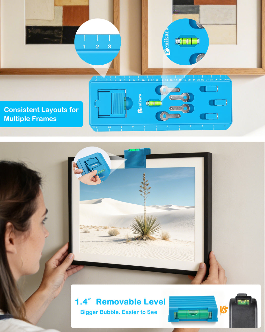 Picture Hanging Kit with Level, Multifunctional Picture Hanging Tool, 86Pcs Picture Hangers with Heavy Duty Picture Hanging Hooks, Sawtooth, Wire, Nails, Wall Hangers for Frame, Painting, Art, Photo