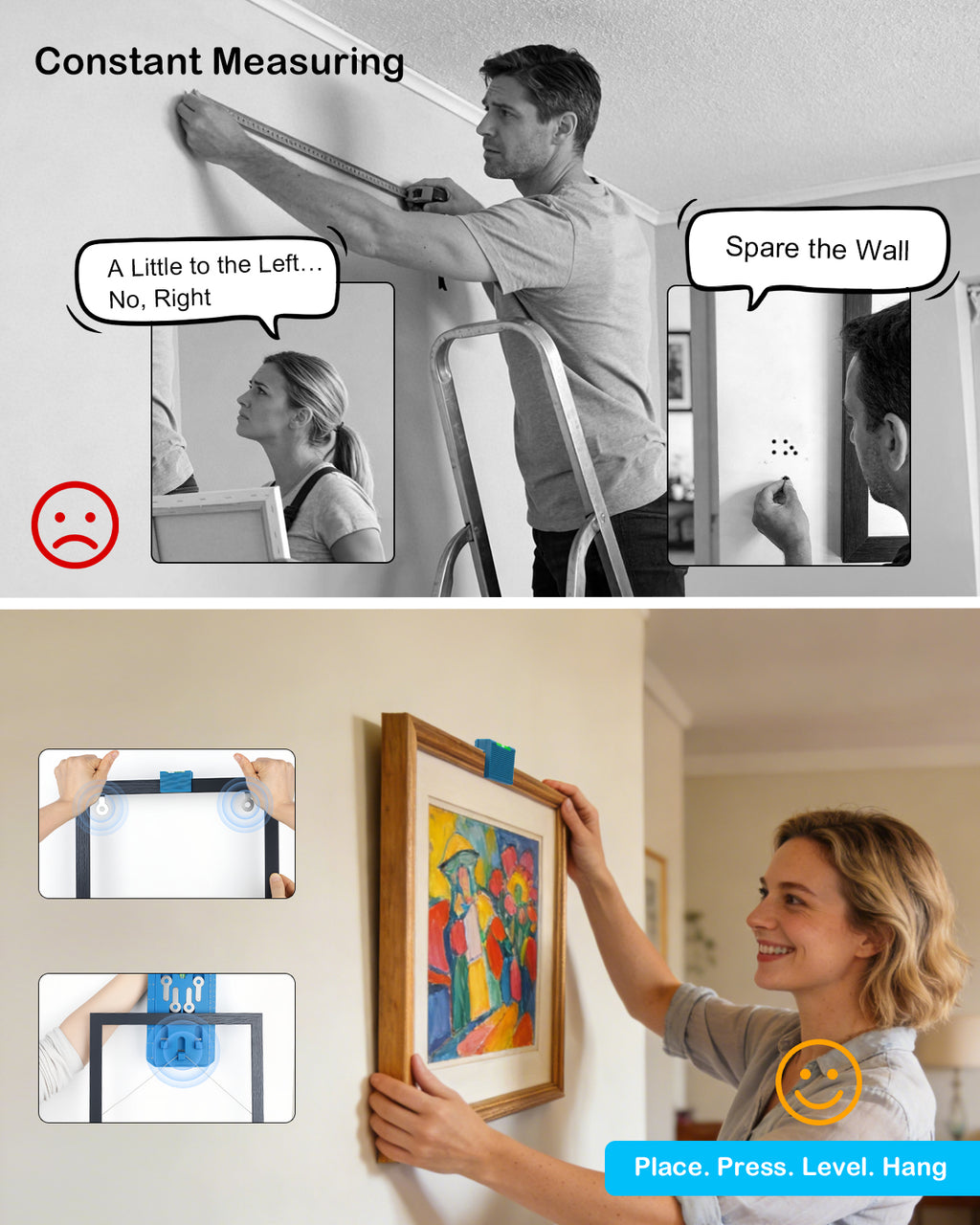 Picture Hanging Kit with Level, Multifunctional Picture Hanging Tool, 86Pcs Picture Hangers with Heavy Duty Picture Hanging Hooks, Sawtooth, Wire, Nails, Wall Hangers for Frame, Painting, Art, Photo